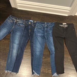 Women's Blue and Black Jeans